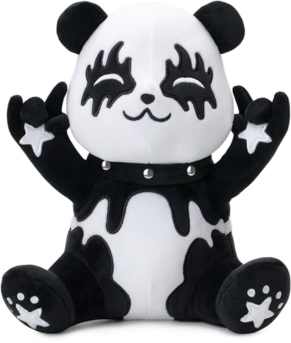 corimori Kuscheltier 25cm, Tin der Metal-Panda | Plüschtier, Panda-Kuscheltier für Fans von Kiss, schwarz weiß von corimori