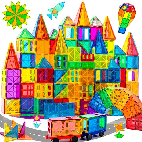 cossy Magnetische Bausteine 120 Teile,Magnetspiel für Kinder,Magnetbausteine für Jungen und Mädchen,Magnet Spielzeug für Geschenk ab 3 4 5 6 7 8 Jahre Kinder,Montessori Spielzeug von cossy