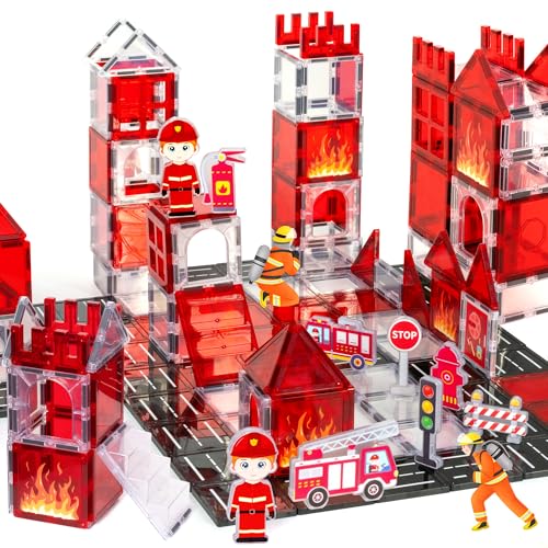 cossy Magnetische Fliesen Feuerwehrmann-Set, Magnete mit Feuerwehrmann, Magnetfliesen für Kinder im Alter von 4-8 Jahren, STEM-Spielzeug, Magnetblöcke für Jungen und Mädchen, kreatives Bauspielzeug cossy Magnetische Fliesen Feuerwehrmann-Set, Magnete mit Feuerwehrmann, Magnetfliesen für Kinder im Alter von 4-8 Jahren, STEM-Spielzeug, Magnetblöcke für Jungen und Mädchen, kreatives Bauspielzeug von cossy
