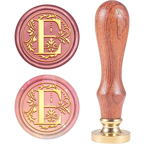 CRASPIRE Retro Alphabet Initialen Wachs Versiegelungsstempel Classic Vintage 26 Buchstaben AZ 25mm Abnehmbarer Messingkopf Holzgriff Für Umschlag Einladung VerschönerungDekoration (Buchstabe E) von craspire