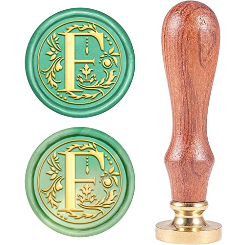CRASPIRE Retro Alphabet Initialen Wachs Versiegelungsstempel Classic Vintage 26 Buchstaben AZ 25mm Abnehmbarer Messingkopf Holzgriff Für Umschlag Einladung VerschönerungDekoration (Buchstabe F) von craspire