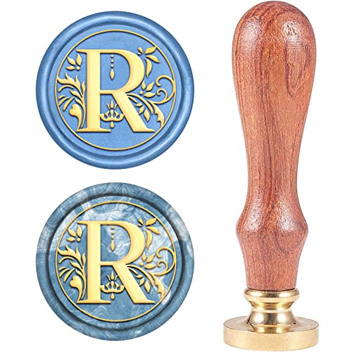 CRASPIRE Retro Alphabet Initialen Wachs Versiegelungsstempel Classic Vintage 26 Buchstaben AZ 25mm Abnehmbarer Messingkopf Holzgriff Für Umschlag Einladung VerschönerungDekoration (Buchstabe R) von craspire