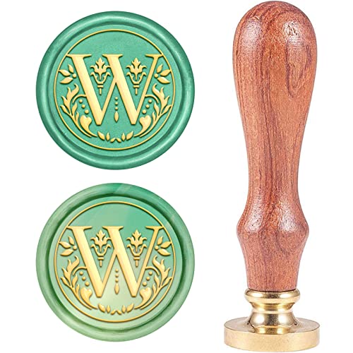 CRASPIRE Retro Alphabet Initialen Wachs Versiegelungsstempel Classic Vintage 26 Buchstaben AZ 25mm Abnehmbarer Messingkopf Holzgriff Für Umschlag Einladung VerschönerungDekoration (Buchstabe W) von craspire