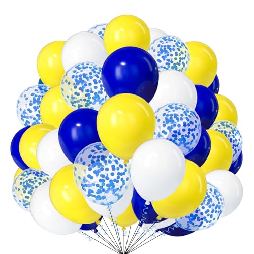 25,4 cm große, gelb-blaue Luftballons, 50 Stück, weißer Ballon mit blauen Konfetti-Ballons für Geburtstag, Hochzeit, Abschlussfeier, Babyparty, Fußball, Sport, Party-Dekoration 25,4 cm große, gelb-blaue Luftballons, 50 Stück, weißer Ballon mit blauen Konfetti-Ballons für Geburtstag, Hochzeit, Abschlussfeier, Babyparty, Fußball, Sport, Party-Dekoration von creative balloons