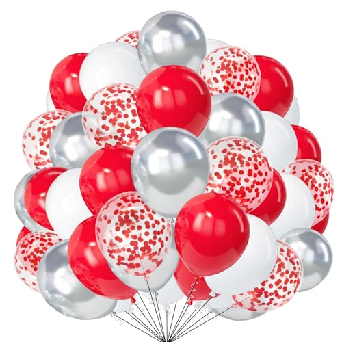 25,4 cm rote silberne Luftballons, 50 Stück, weiße rote Luftballons mit Konfetti-Ballon für Geburtstag, Babyparty, Hochzeit, Jahrestag, Abschlussfeier, Party-Dekorationen 25,4 cm rote silberne Luftballons, 50 Stück, weiße rote Luftballons mit Konfetti-Ballon für Geburtstag, Babyparty, Hochzeit, Jahrestag, Abschlussfeier, Party-Dekorationen von creative balloons