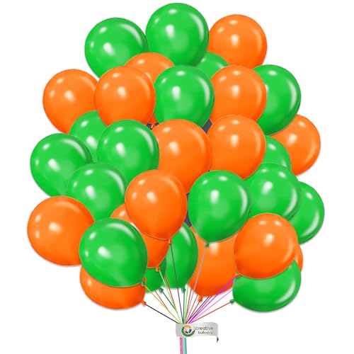 50 Stück Luftballons Orange & Grün Einfarbig Luftballons 10 Zoll Luftballons Geburtstag Party Ballon Dekoration für Hochzeit Babyparty Abschlussfeier von creative balloons
