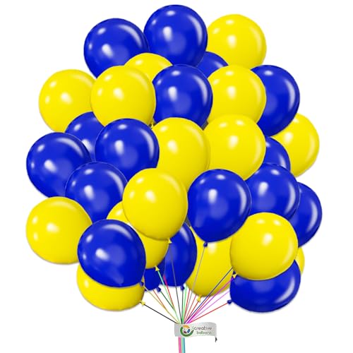 50 Stück Luftballons Packung Gelb & Blau Einfarbig Luftballons 10 Zoll Luftballons Geburtstag Party Ballon Dekoration für Hochzeit Babyparty Abschlussfeier von creative balloons