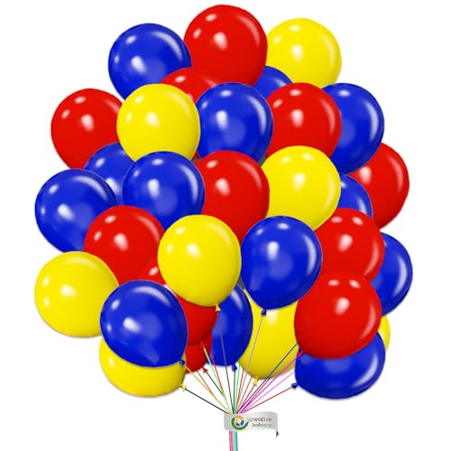50 Stück Luftballons Rot, Blau & Gelb Einfarbig Luftballons 10 Zoll Luftballons Geburtstag Party Ballon Dekoration für Hochzeit Babyparty Abschlussfeier von creative balloons