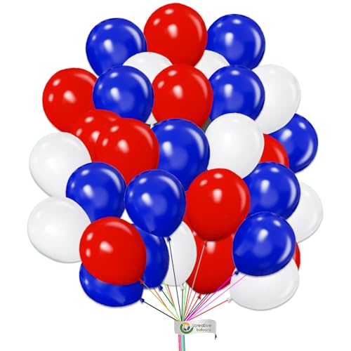 50 Stück Luftballons Rot, Weiß & Blau Einfarbig Luftballons 10 Zoll Luftballons Geburtstag Party Ballon Dekoration für Hochzeit Baby Shower Abschlussfeier von creative balloons