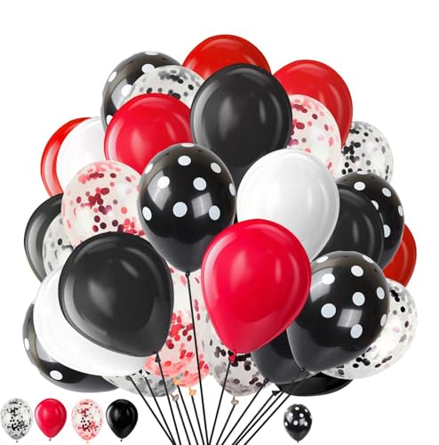 Rote und schwarze Luftballons, 25 Stück, 25,4 cm, Konfetti-Ballons mit schwarzen Punkten, für Kindergeburtstag, Hochzeit, Abschlussfeier, Casino, Pokerkarte, Piraten-Mottoparty-Zubehör Rote und schwarze Luftballons, 25 Stück, 25,4 cm, Konfetti-Ballons mit schwarzen Punkten, für Kindergeburtstag, Hochzeit, Abschlussfeier, Casino, Pokerkarte, Piraten-Mottoparty-Zubehör von creative balloons