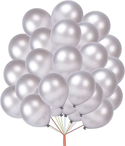 Silberfarbene Luftballons, 25,4 cm, metallisch-silberfarbene Luftballons für silberne Geburtstagsdekorationen, Babyparty, Verlobung, Abschlussfeier, Partyzubehör, 25 Stück Silberfarbene Luftballons, 25,4 cm, metallisch-silberfarbene Luftballons für silberne Geburtstagsdekorationen, Babyparty, Verlobung, Abschlussfeier, Partyzubehör, 25 Stück von creative balloons