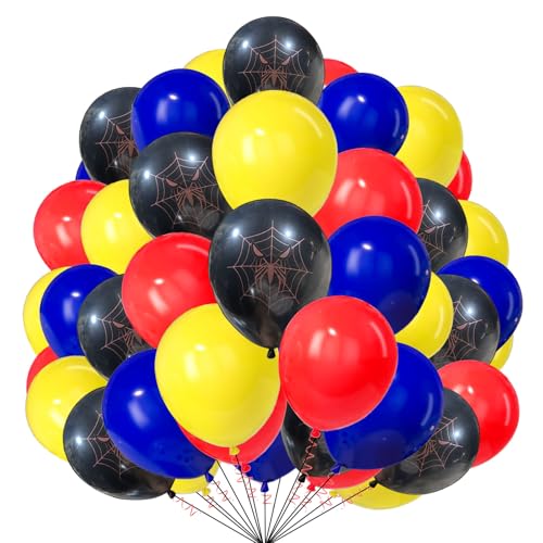 Spinnen-Luftballons, 25,4 cm, 50 Stück, rot, blau, gelb, Netzmuster, Cartoon-Ballons, Spider-Party, Superhelden-Thema, Geburtstagsdekorationen für Kinder, Jungen, Mädchen Spinnen-Luftballons, 25,4 cm, 50 Stück, rot, blau, gelb, Netzmuster, Cartoon-Ballons, Spider-Party, Superhelden-Thema, Geburtstagsdekorationen für Kinder, Jungen, Mädchen von creative balloons