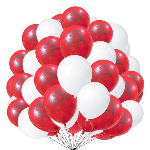 Spinnenballons, 25,4 cm, 30 Stück, weiß, rot, Cartoon-Ballons, Spider-Party, Superhelden-Thema, Geburtstagsdekorationen, Spinnennetz-Ballons für Kinder, Jungen, Mädchen Spinnenballons, 25,4 cm, 30 Stück, weiß, rot, Cartoon-Ballons, Spider-Party, Superhelden-Thema, Geburtstagsdekorationen, Spinnennetz-Ballons für Kinder, Jungen, Mädchen von creative balloons
