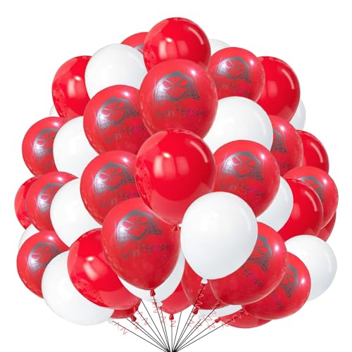 Spinnen-Luftballons, 25,4 cm, 50 Stück, weiß-rotes Netzmuster, Ballon, Cartoon-Ballons, Spinnen-Party, Superhelden-Thema, Geburtstagsdekorationen für Kinder, Jungen, Mädchen Spinnen-Luftballons, 25,4 cm, 50 Stück, weiß-rotes Netzmuster, Ballon, Cartoon-Ballons, Spinnen-Party, Superhelden-Thema, Geburtstagsdekorationen für Kinder, Jungen, Mädchen von creative balloons