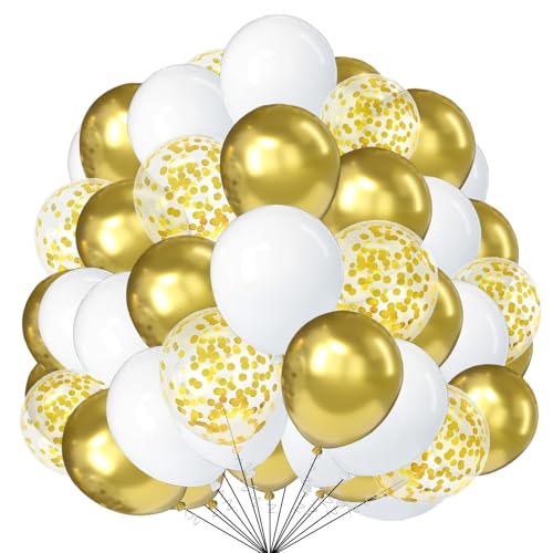 Weißgold-Luftballons, 50 Stück, 25,4 cm, goldfarbener weißer Ballon mit Konfetti-Ballons für Frauen und Mädchen, Geburtstag, Hochzeit, Party, Jahrestag, Karneval, Taufe, Verlobung, Abschlussfeier Weißgold-Luftballons, 50 Stück, 25,4 cm, goldfarbener weißer Ballon mit Konfetti-Ballons für Frauen und Mädchen, Geburtstag, Hochzeit, Party, Jahrestag, Karneval, Taufe, Verlobung, Abschlussfeier von creative balloons