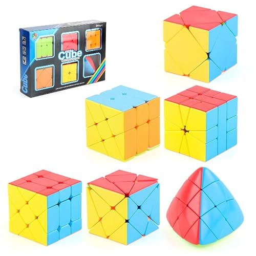 Cuberspeed Speed Cube Set mit Achsenwürfeln, Fischer-Würfel, Skewb-Würfel, Windmühlen-Würfel, quadratischer Würfel, Mastermorphix-Würfel, Aufkleberlos, Puzzlewürfel, Spielzeug, Geschenke für Kinder von cuberspeed
