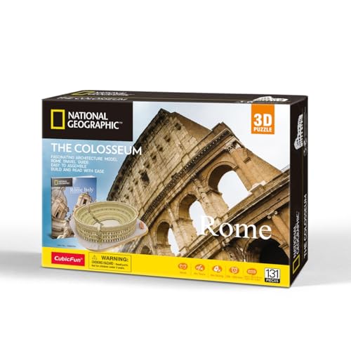 CubicFun 660976 National Geographic 3D Puzzle, Kolosseum, 3D Modell Bastelset mit 131 Teilen, Modellbausatz für Kinder ab 8 Jahren von cubic fun