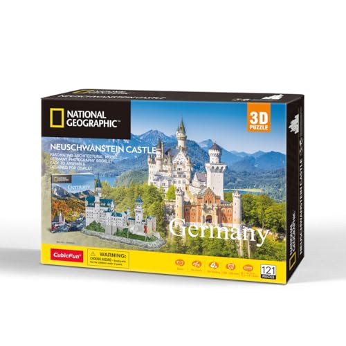 CubicFun 660990 National Geographic 3D Puzzle, Schloss Neuschwanstein, 3D Modell Bastelset mit 121 Teilen, Modellbausatz für Kinder ab 8 Jahren CubicFun 660990 National Geographic 3D Puzzle, Schloss Neuschwanstein, 3D Modell Bastelset mit 121 Teilen, Modellbausatz für Kinder ab 8 Jahren von cubic fun