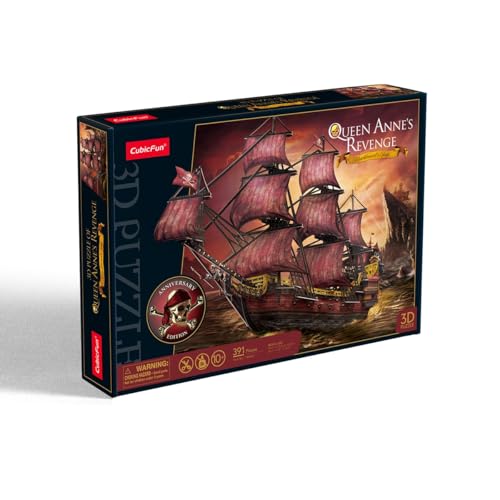 CubicFun 664040 3D Puzzle, Queen Annes Revenge, Blackbeards Flaggschiff, Piratenschiff Bausatz, Modellbausatz mit 391 Teilen, Modellbau ab 10 Jahren von cubic fun