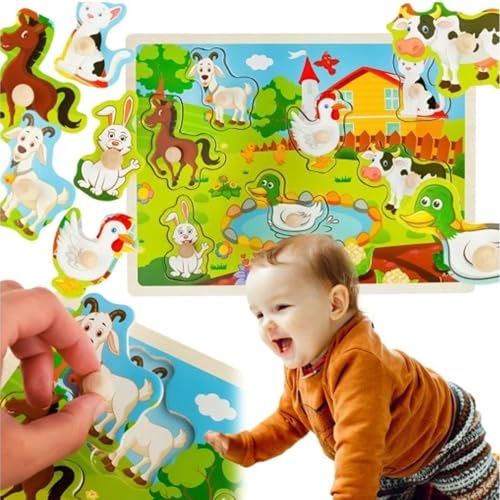 Holzspielzeug Mit Tieren Vom Bauernhof, Schichtpuzzle Holz Puzzles Kind, Puzzle Ab 1 Jahr, 2 Jahre, for Boys and Girls Holzspielzeug Mit Tieren Vom Bauernhof, Schichtpuzzle Holz Puzzles Kind, Puzzle Ab 1 Jahr, 2 Jahre, for Boys and Girls von cuhostki