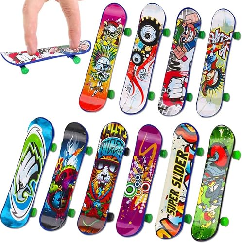 14 Stück Mode Finger Skateboard, Mini Skates, Cartoon Finger Skater Spielzeug, Party Fingersatz Spielzeug, Teenager Skateboard Geschenke (zufälliges Muster) von cupeohome