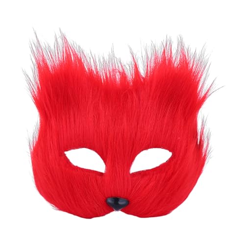 curfair Aufwändige Maskerade Maske Langhaariger Fuchs für anspruchsvolle Mystery-Partys Karneval Herren Damen Kostüm Zubehör Rot von curfair