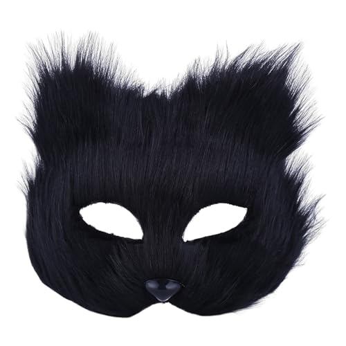 curfair Aufwendige Maskerade-Maske, wunderschönes Kostüm, langhaariger Fuchs, für anspruchsvolle Mystery-Partys, Karneval, Herren und Damen, Accessoire Schwarz von curfair