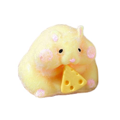 curfair Squeezable Hamster Toy Cheese Pinch Slow Rebound TPR Stress Relief Animal Squishes Sensory Fidget Squeeze for Kids Gelb von curfair