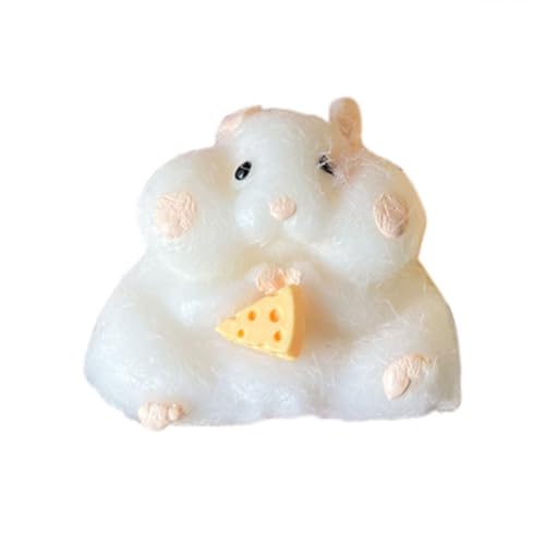 curfair Squeezable Hamster Toy Cheese Pinch Slow Rebound TPR Stress Relief Animal Squishes Sensory Fidget Squeeze for Kids Weiß von curfair