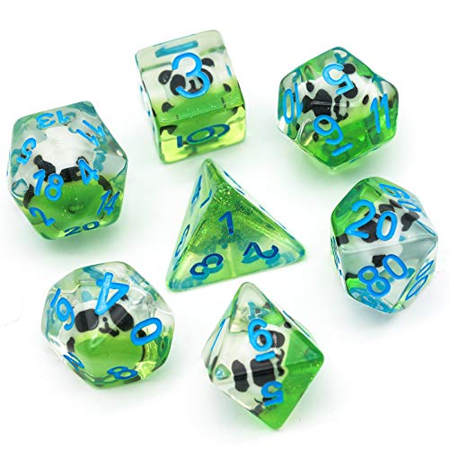 Cusdie 7-teiliges DND-Würfel-Set, polyedrisches Würfel-Set, gefüllt mit Tieren, für Rollenspiele, Dungeons and Dragons, D&D-Würfel, MTG Pathfinder (Panda) von cusdie