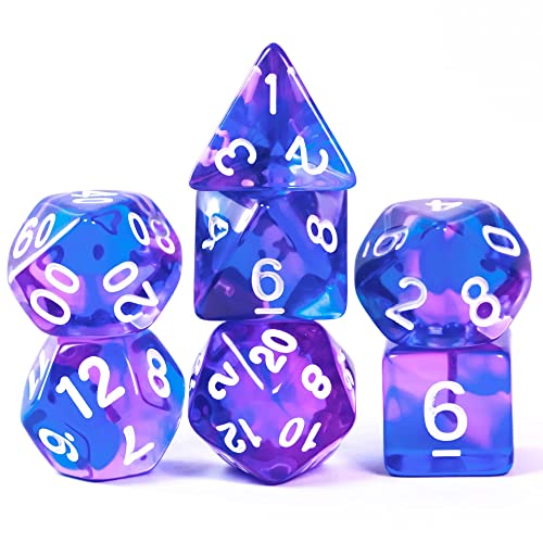 Cusdie 7-teiliges DND-Würfel-Set, transparent, D&D-Würfel, polyedrische Würfel für Dungeons and Dragons, Pathfinder, Rollenspiele, Würfelspiele, RPGs, Violett gemischt, Blau Cusdie 7-teiliges DND-Würfel-Set, transparent, D&D-Würfel, polyedrische Würfel für Dungeons and Dragons, Pathfinder, Rollenspiele, Würfelspiele, RPGs, Violett gemischt, Blau von cusdie