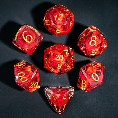 Cusdie 7-teiliges DND-Würfel-Set mit scharfen Kanten und Lotusblumen-Design in eleganter Box, perfekt für Rollenspiele, Tischspiele, Dungeons and Dragons Rollenspiele von cusdie