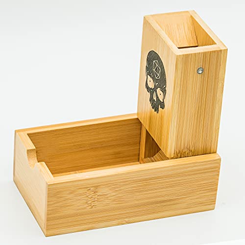 Cusdie Bambus-Würfelturm, faltbar, aus Holz, für Dungeons and Dragons, Brettspiel, D&D, RPG (Totenkopf) von cusdie