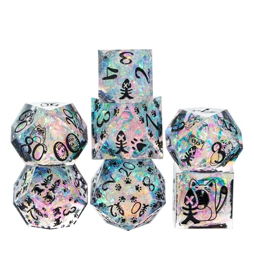 Cusdie DND-Würfel-Set mit 7 scharfen Kanten, polyedrisches D&D-Würfel-Set mit Katzenmuster, für DND Dungeons and Dragons, TTRPG-Rollenspiele Cusdie DND-Würfel-Set mit 7 scharfen Kanten, polyedrisches D&D-Würfel-Set mit Katzenmuster, für DND Dungeons and Dragons, TTRPG-Rollenspiele von cusdie