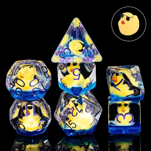 Cusdie DnD-Würfel-Set, 7-teilig, transparente Harzwürfel mit Sonnenbrille tragendem Enten-Design, perfekt für Brettspiel-Enthusiasten, Geschenke, Sammler, mit Samtbeutel (gelbe Ente mit Sonnenbrille) Cusdie DnD-Würfel-Set, 7-teilig, transparente Harzwürfel mit Sonnenbrille tragendem Enten-Design, perfekt für Brettspiel-Enthusiasten, Geschenke, Sammler, mit Samtbeutel (gelbe Ente mit Sonnenbrille) von cusdie