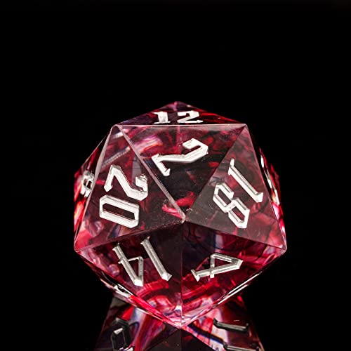 Cusdie Einzelner D20 DND-Würfel mit scharfen Kanten und Glitzerfolieneinschlüssen, 20-seitige D&D-Würfel, 33 mm, handgefertigt, polyedrische Würfel, für Rollenspiele, Pathfinder (rot/schwarz) Cusdie Einzelner D20 DND-Würfel mit scharfen Kanten und Glitzerfolieneinschlüssen, 20-seitige D&D-Würfel, 33 mm, handgefertigt, polyedrische Würfel, für Rollenspiele, Pathfinder (rot/schwarz) von cusdie