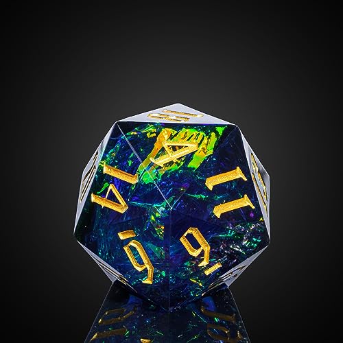 Cusdie Einzelner D20-DND-Würfel mit scharfen Kanten und Glitzerfolieneinschlüssen, 20-seitige D&D-Würfel, 33 mm, handgefertigt, polyedrische Würfel, für Rollenspiele, Pathfinder (Schwarzblau) Cusdie Einzelner D20-DND-Würfel mit scharfen Kanten und Glitzerfolieneinschlüssen, 20-seitige D&D-Würfel, 33 mm, handgefertigt, polyedrische Würfel, für Rollenspiele, Pathfinder (Schwarzblau) von cusdie