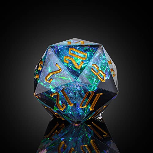 Cusdie Einzelner D20-DND-Würfel mit scharfen Kanten und Glitzerfolieneinschlüssen, 20-seitiger D&D-Würfel, 33 mm, handgefertigt, polyedrische Würfel, für Rollenspiele, MTG Pathfinder (Schwarz/T) Cusdie Einzelner D20-DND-Würfel mit scharfen Kanten und Glitzerfolieneinschlüssen, 20-seitiger D&D-Würfel, 33 mm, handgefertigt, polyedrische Würfel, für Rollenspiele, MTG Pathfinder (Schwarz/T) von cusdie