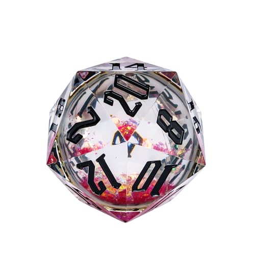 Cusdie Große D20 DND-Würfel, 55 mm mit scharfen Kanten, D&D, 20-seitiger Würfel, handgefertigter riesiger D20 für Dungeons and Dragons RPG, Tischspiele (roter Treibsand) von cusdie