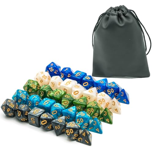 Cusdie Polyedrisches Würfel-Set mit Perlenmuster, D&D-Würfel-Set für Dungeons and Dragons, RPG, MTG-Tischspiele, 5 Sets/35 Stück Cusdie Polyedrisches Würfel-Set mit Perlenmuster, D&D-Würfel-Set für Dungeons and Dragons, RPG, MTG-Tischspiele, 5 Sets/35 Stück von cusdie