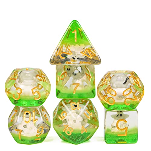 Cusdie Polyedrisches Würfelset mit 7 Würfeln, gefüllt mit Tieren, für Rollenspiele, Dungeons and Dragons, D&D-Würfel, MTG Pathfinder (Spirit) von cusdie