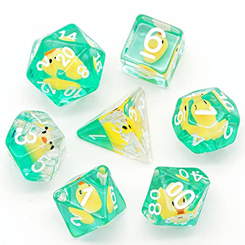 cusdie Polyedrisches Würfel-Set, 7-teilig, gefüllt mit Tieren, für Rollenspiele, Dungeons and Dragons, D&D-Würfel (gelbe Ente) von cusdie