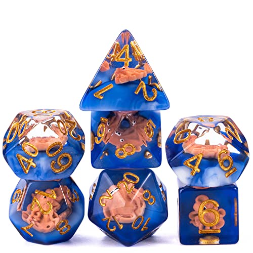 cusdie 7-Die DND-Würfel, polyedrisches Würfel-Set gefüllt mit Tier, für Rollenspiele, Dungeons and Dragons, D&D-Würfel, MTG, Pathfinder (brauner Oktopus) von cusdie