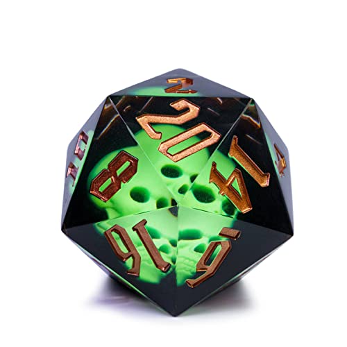 cusdie Große D20-Würfel, 55 mm, mit scharfen Kanten und Totenkopf-Einschlüssen, D&D, 20-seitiger Würfel, handgefertigter DND-D20-Würfel, für Dungeons and Dragons RPG, MTG-Tischspiele (grüner cusdie Große D20-Würfel, 55 mm, mit scharfen Kanten und Totenkopf-Einschlüssen, D&D, 20-seitiger Würfel, handgefertigter DND-D20-Würfel, für Dungeons and Dragons RPG, MTG-Tischspiele (grüner von cusdie