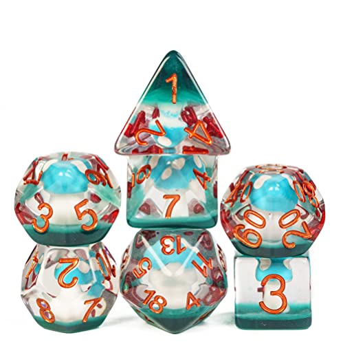 cusdie Polyeder-Würfel, Würfel-gefüllter Polyederharz-Würfel für Brettrollenspiele wie Dungeons and Dragons (RPG), Pathfinder, Brettspiele, Brettspiele (Blaues Stein) von cusdie