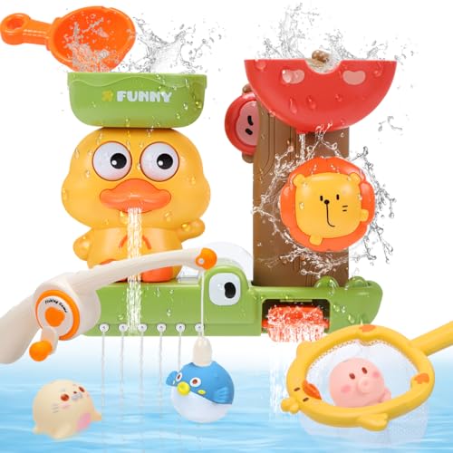 CUTE STONE Badewannenspielzeug,Badespielzeug Baby,Enten&Löwen,Wasserspielzeug Kinder,Badewannen Spielzeug Kinder,Wasserspielzeug Baby Spielzeug Geschenk für Jungen und Mädchen,1 2 3 Jahr von cute stone