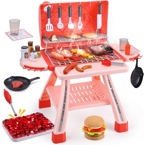 CUTE STONE Kinder BBQ Grill Spielzeug, Küche Spielzeug Set, Realistische Rauch BBQ Grill Spielset mit Spielzeug Küche Zubehör,Barbecue per Bambini Rosa CUTE STONE Kinder BBQ Grill Spielzeug, Küche Spielzeug Set, Realistische Rauch BBQ Grill Spielset mit Spielzeug Küche Zubehör,Barbecue per Bambini Rosa von cute stone
