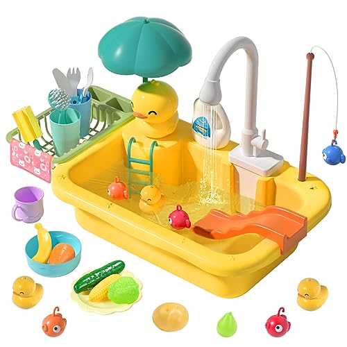 cute stone Spielspüle Spielzeug mit verbessertem elektrischen Wasserhahn, Spielzeugzubehör für die Spielküche, schwimmendes Angelspielzeug für das Wasserspiel, Rollenspiel für Kinder cute stone Spielspüle Spielzeug mit verbessertem elektrischen Wasserhahn, Spielzeugzubehör für die Spielküche, schwimmendes Angelspielzeug für das Wasserspiel, Rollenspiel für Kinder von cute stone