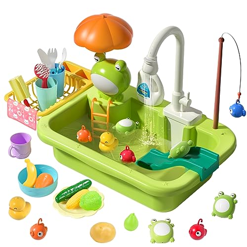 cute stone Spielspüle Spielzeug mit verbessertem elektrischen Wasserhahn, Spielzeugzubehör für die Spielküche, schwimmendes Angelspielzeug für das Wasserspiel, Rollenspiel für Kinder cute stone Spielspüle Spielzeug mit verbessertem elektrischen Wasserhahn, Spielzeugzubehör für die Spielküche, schwimmendes Angelspielzeug für das Wasserspiel, Rollenspiel für Kinder von cute stone