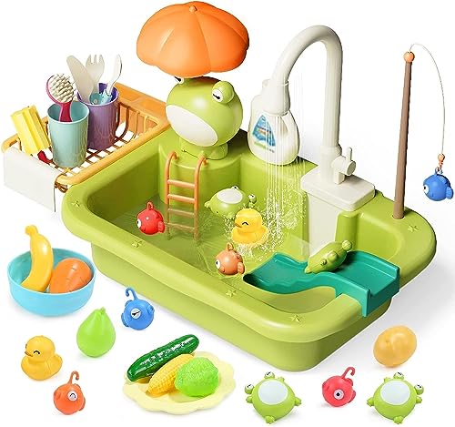 cute stone Spielspüle Spielzeug mit verbessertem elektrischen Wasserhahn, Spielzeugzubehör für die Spielküche, schwimmendes Angelspielzeug für das Wasse cute stone Spielspüle Spielzeug mit verbessertem elektrischen Wasserhahn, Spielzeugzubehör für die Spielküche, schwimmendes Angelspielzeug für das Wasse von cute stone